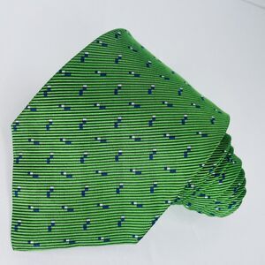 Lauren Ralph Lauren Necktie Men's Green Geometric Textured Hand Finished USA